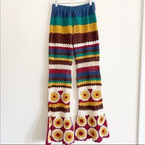 FREE PEOPLE BOHO CROCHET FLARE PANTS